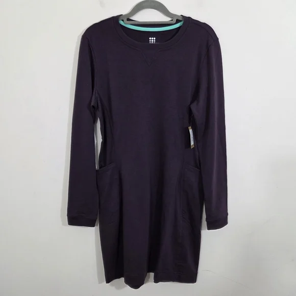 NWT Title Nine NBD Dress Long Sleeve Dark Plum Purple Casual Size Medium Comfy - Picture 2 of 10